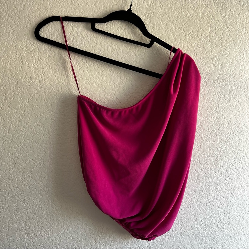 Zara Magenta One Shoulder Crop Top